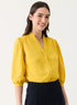 Yellow Solid Chiffon Elegant Top